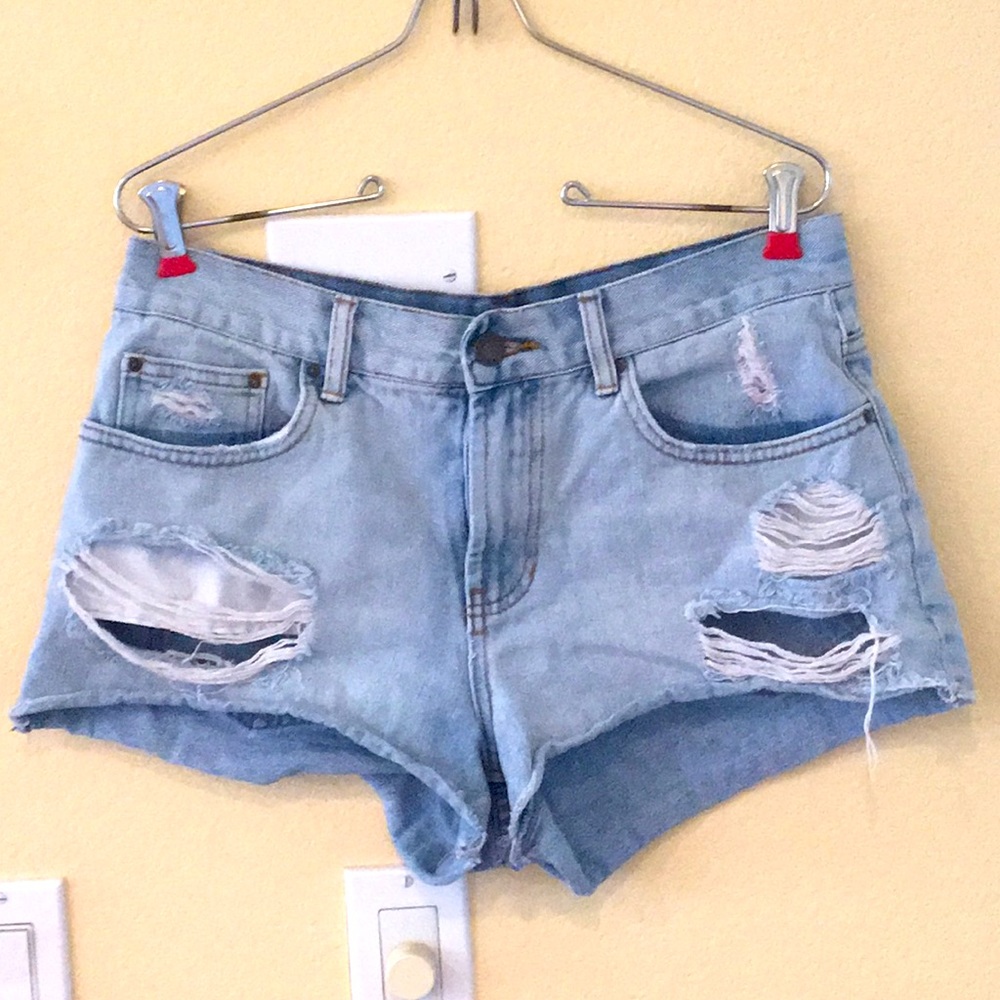 Denim high rise shorts